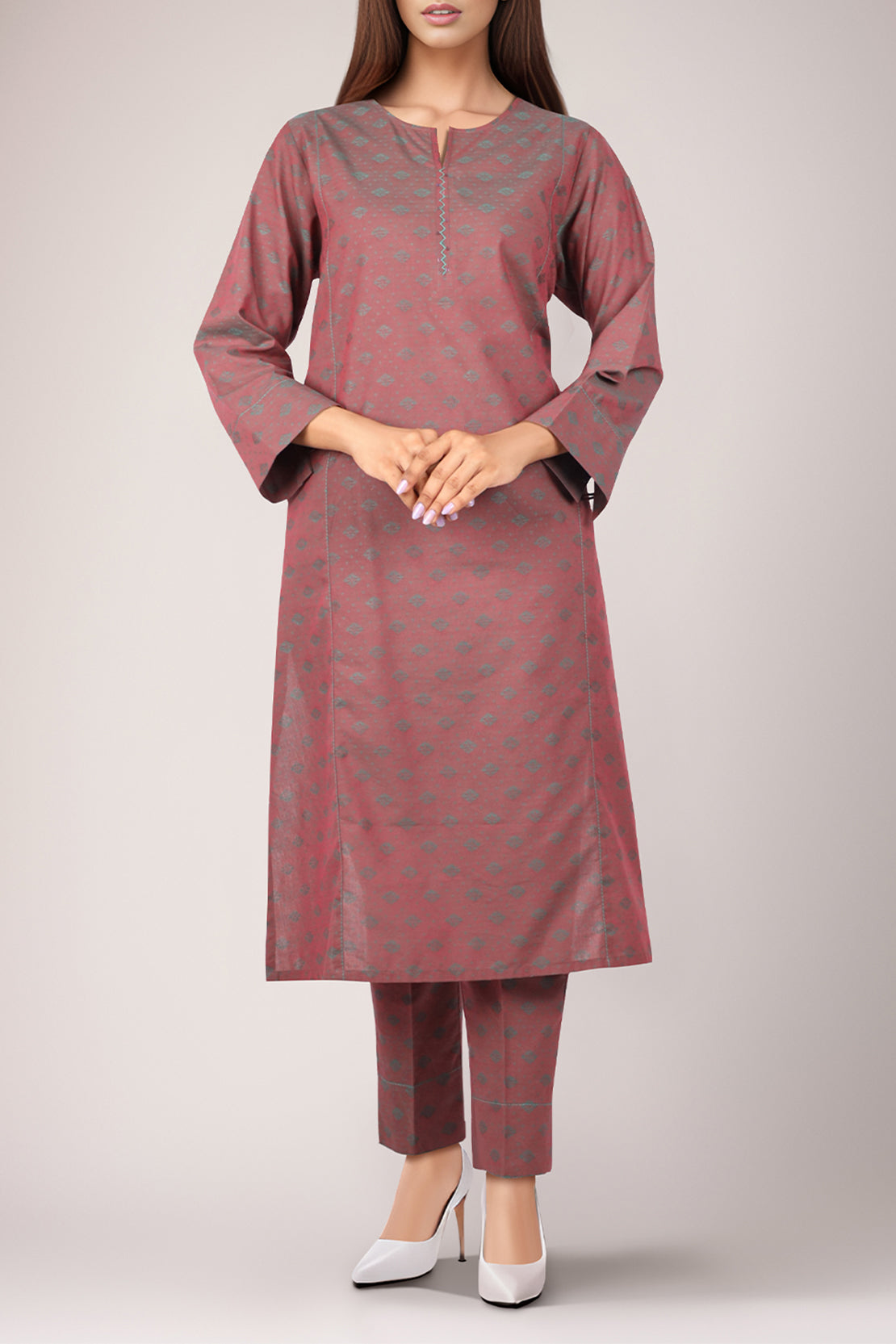 Unstitched Printed Self Jacquard 2 Piece (Shirt/Trouser)