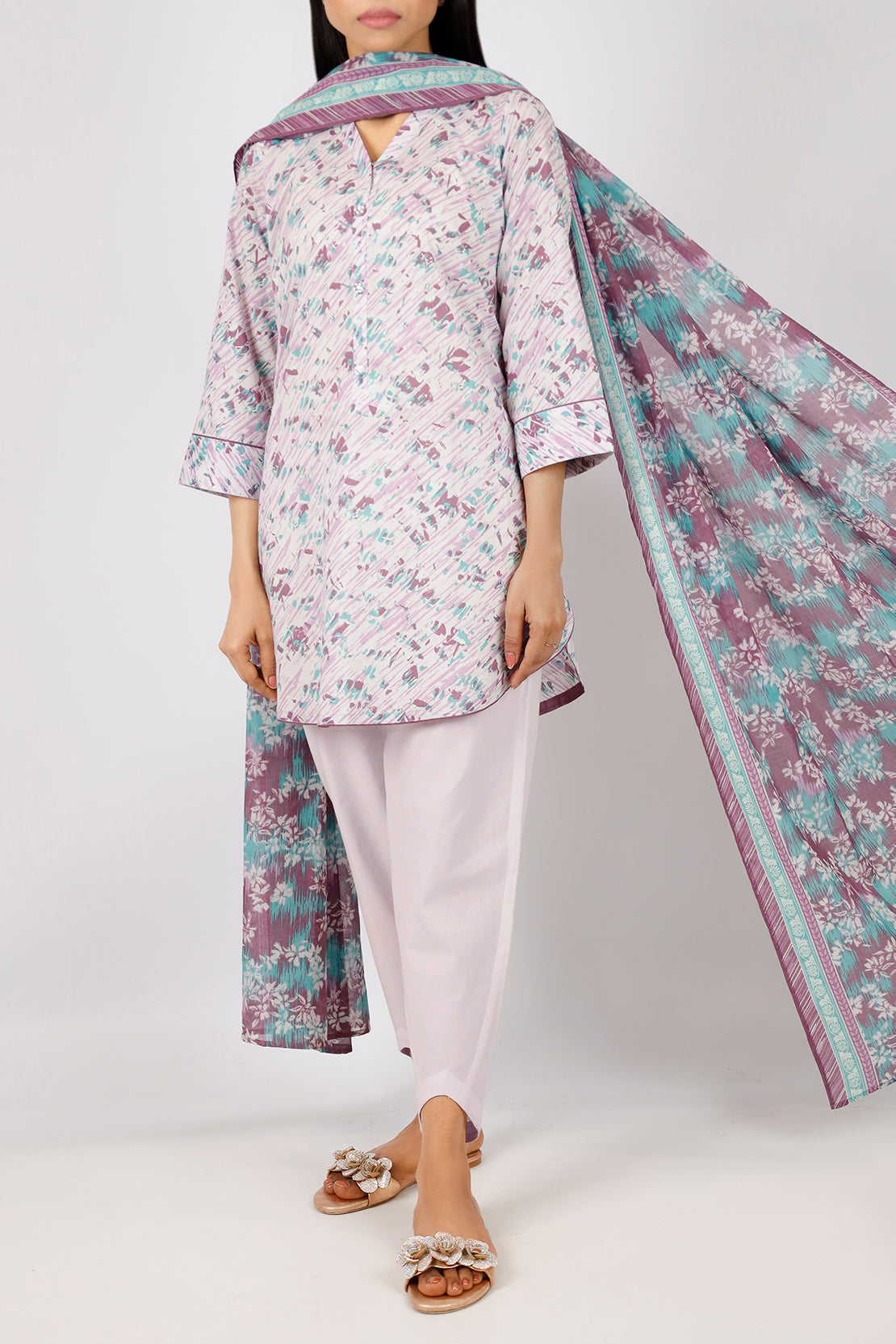 Unstitched Printed Lawn 3 Piece