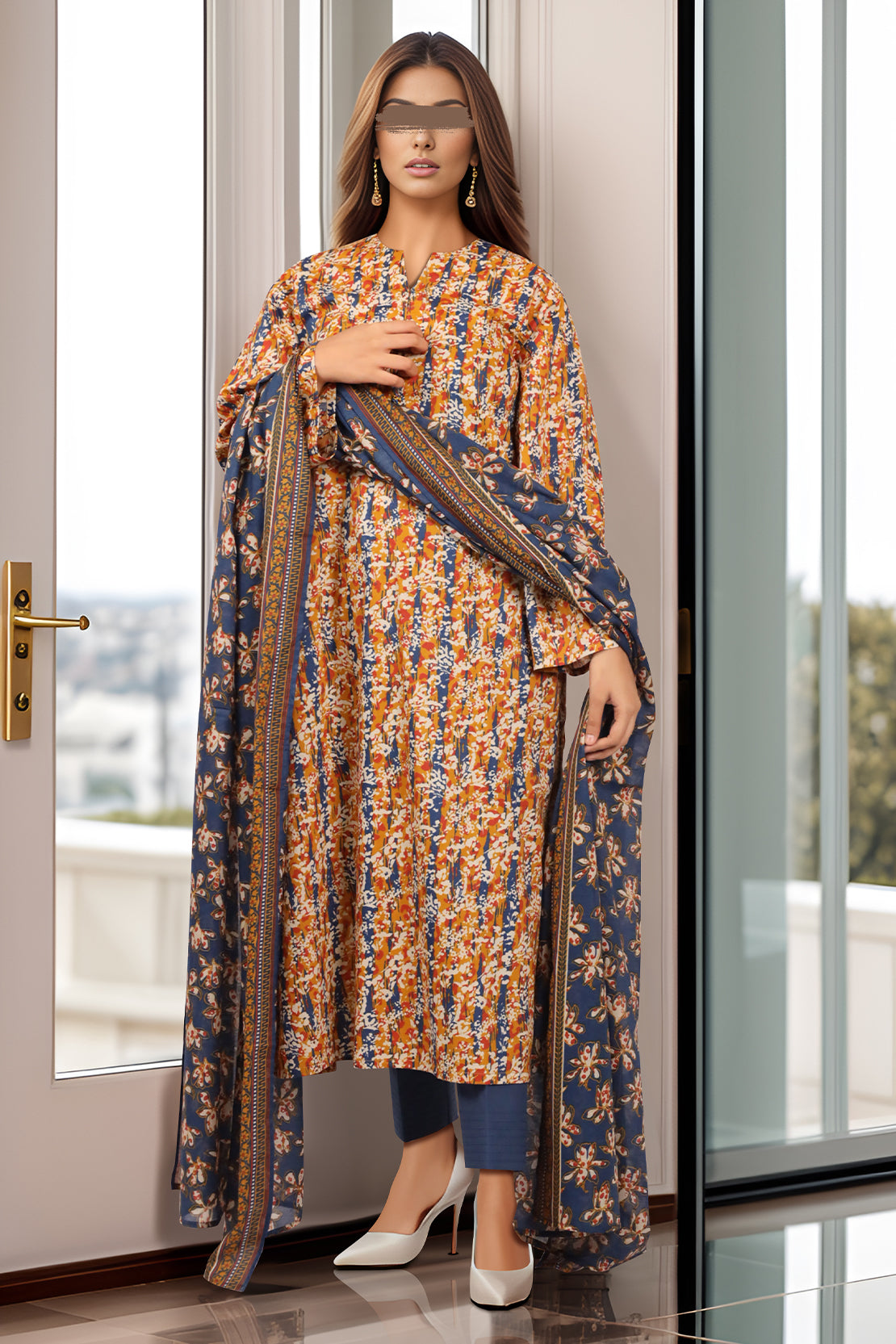 Unstitched Printed Lawn 3 Piece