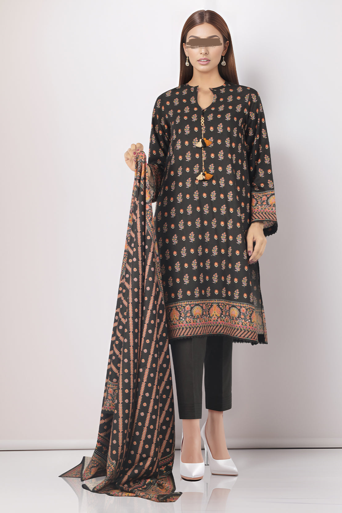 Unstitched Printed Cotton Khaddar 3 Piece