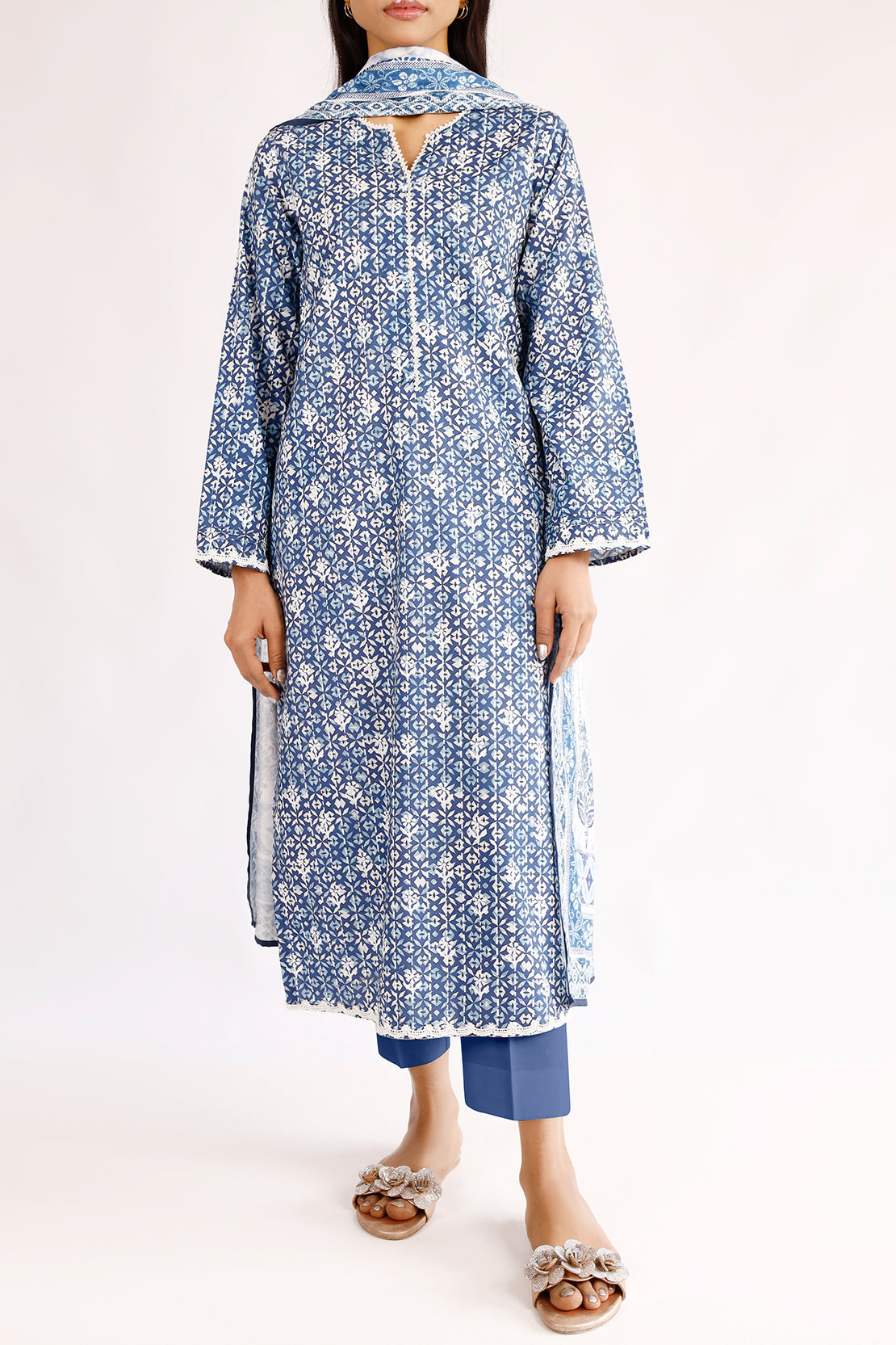 Unstitched Printed Arabic Linen 3 Piece