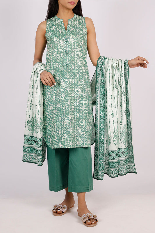 Unstitched Printed Arabic Linen 3 Piece