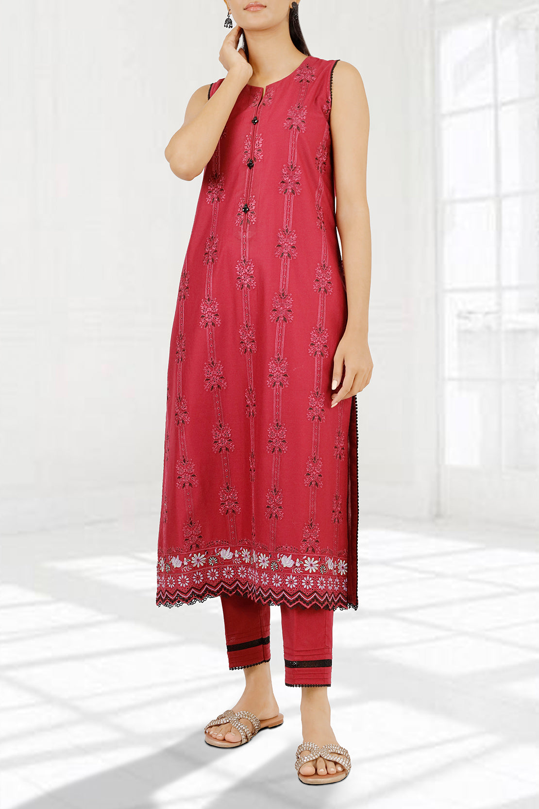 Unstitched Embroidered Cambric 3 Piece