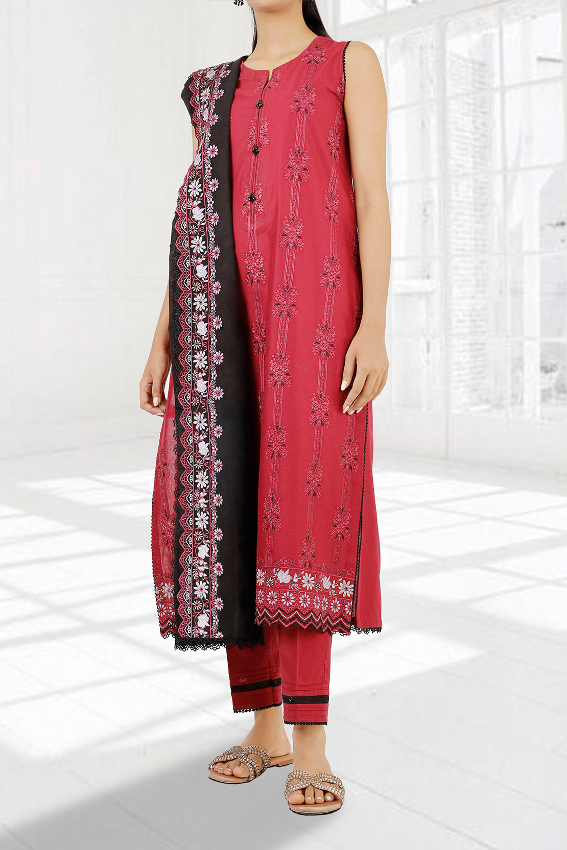 Unstitched Embroidered Cambric 3 Piece