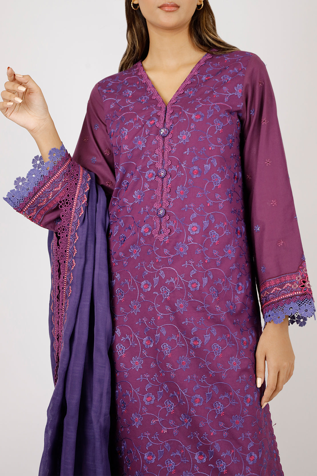 Unstitched Embroidered Cambric 3 Piece