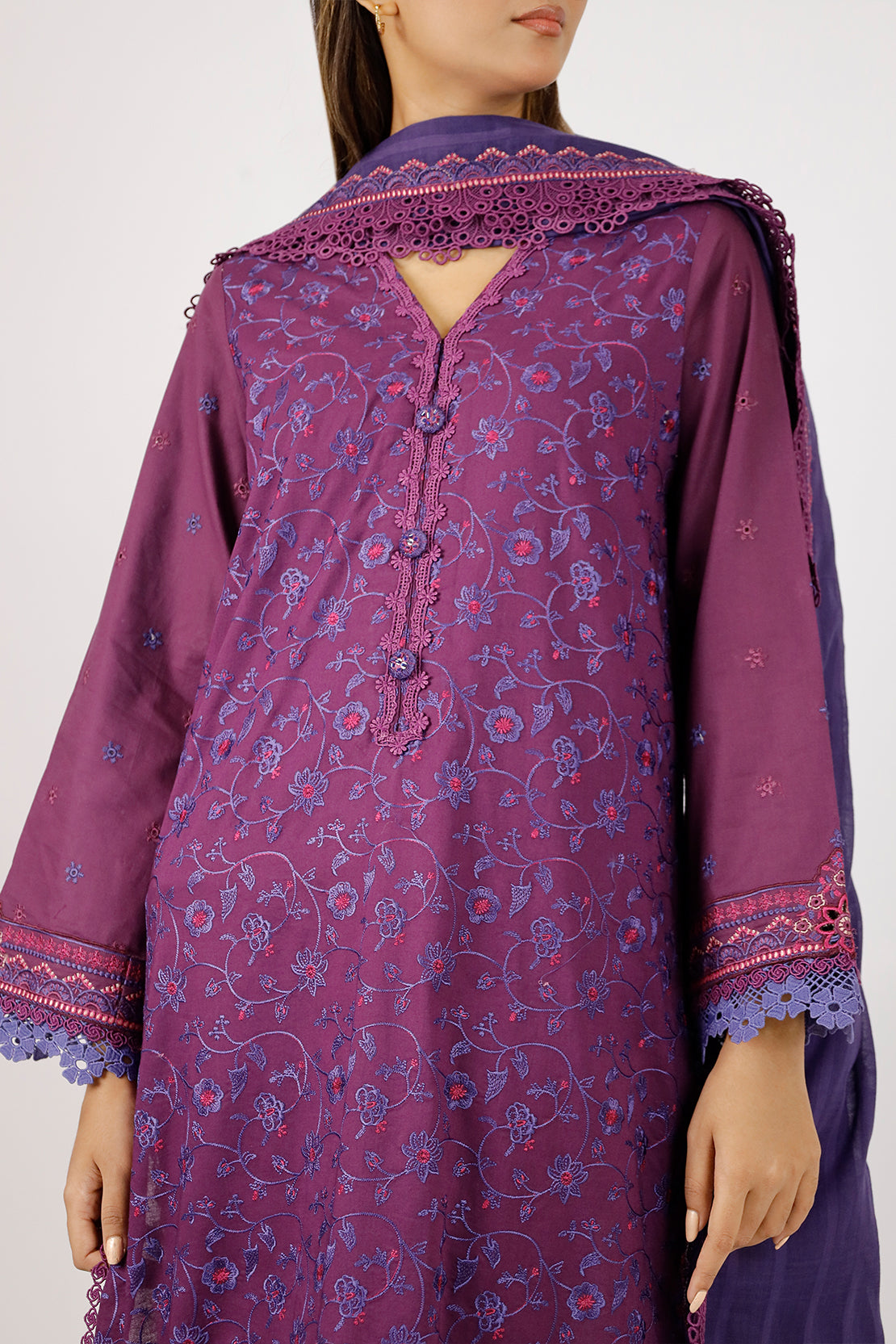 Unstitched Embroidered Cambric 3 Piece