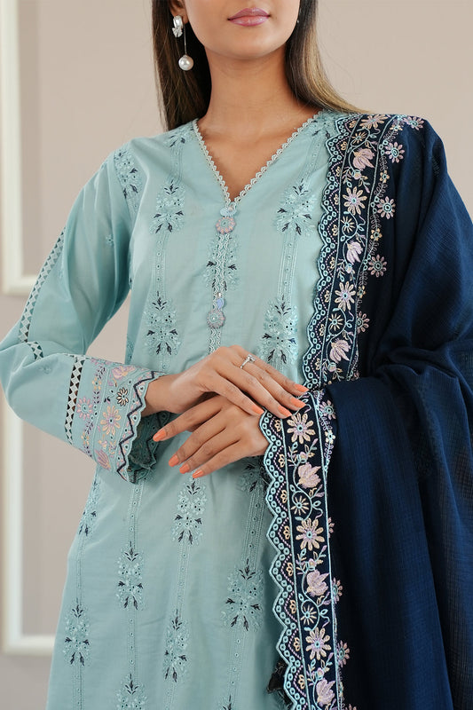 Unstitched Embroidered Cambric 3 Piece