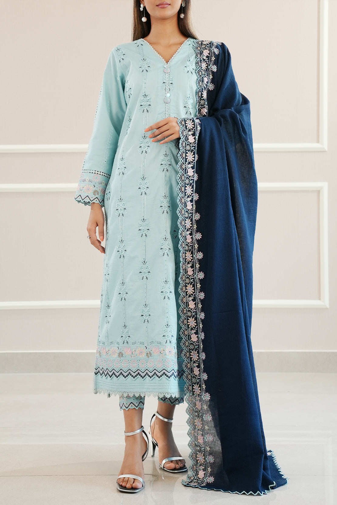 Unstitched Embroidered Cambric 3 Piece