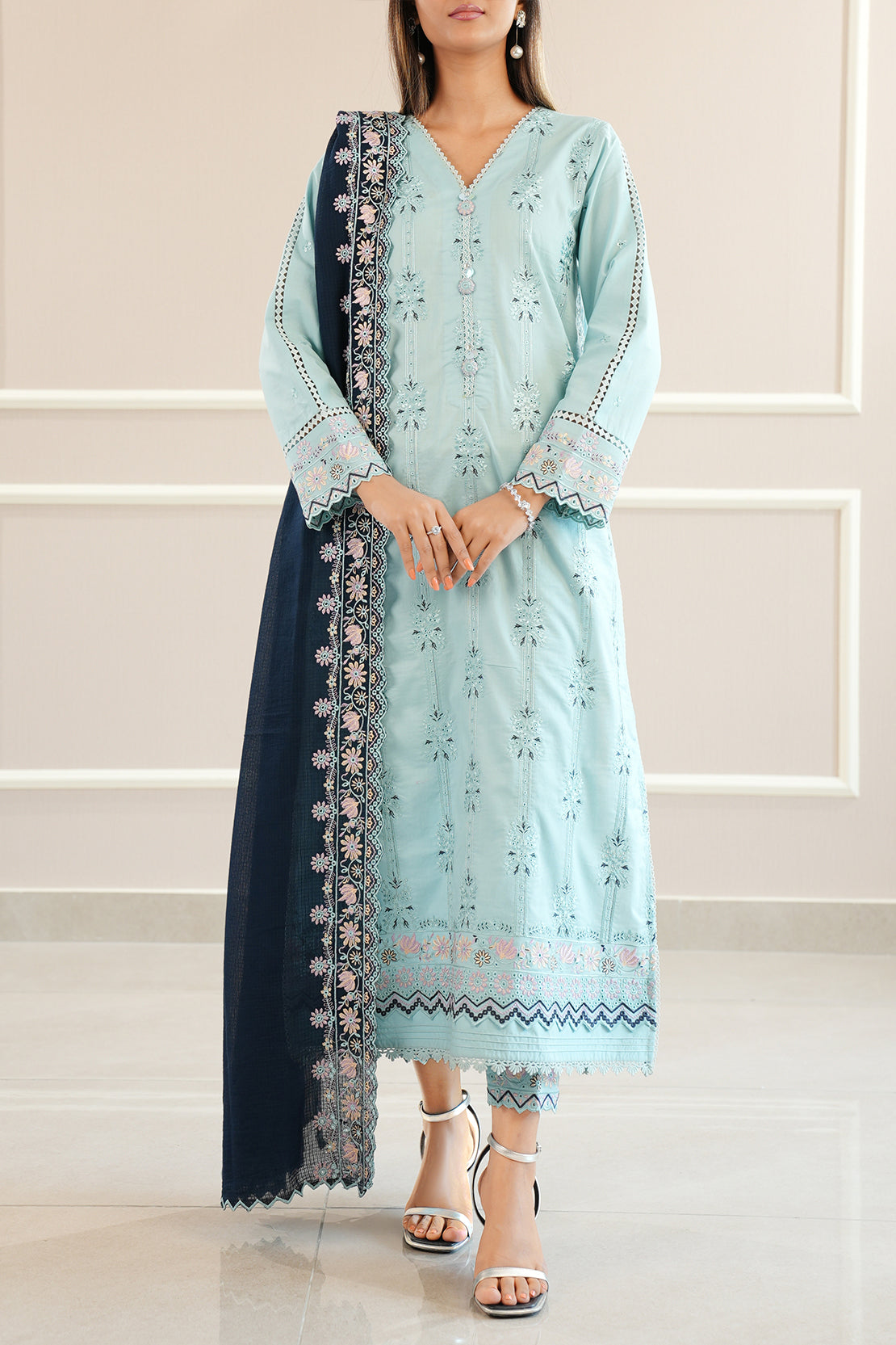Unstitched Embroidered Cambric 3 Piece