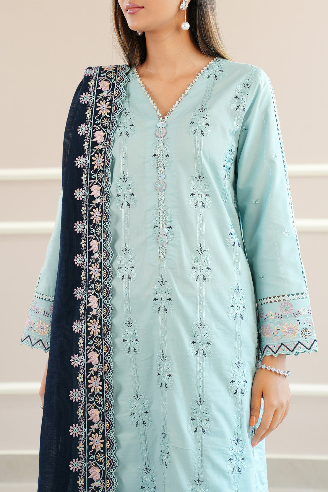 Unstitched Embroidered Cambric 3 Piece