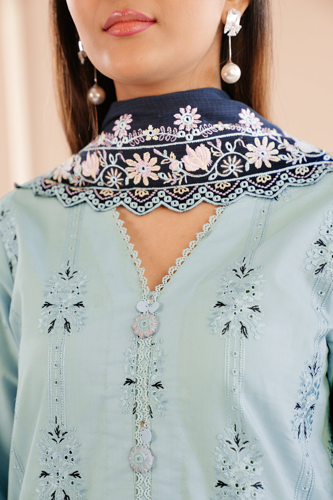 Unstitched Embroidered Cambric 3 Piece