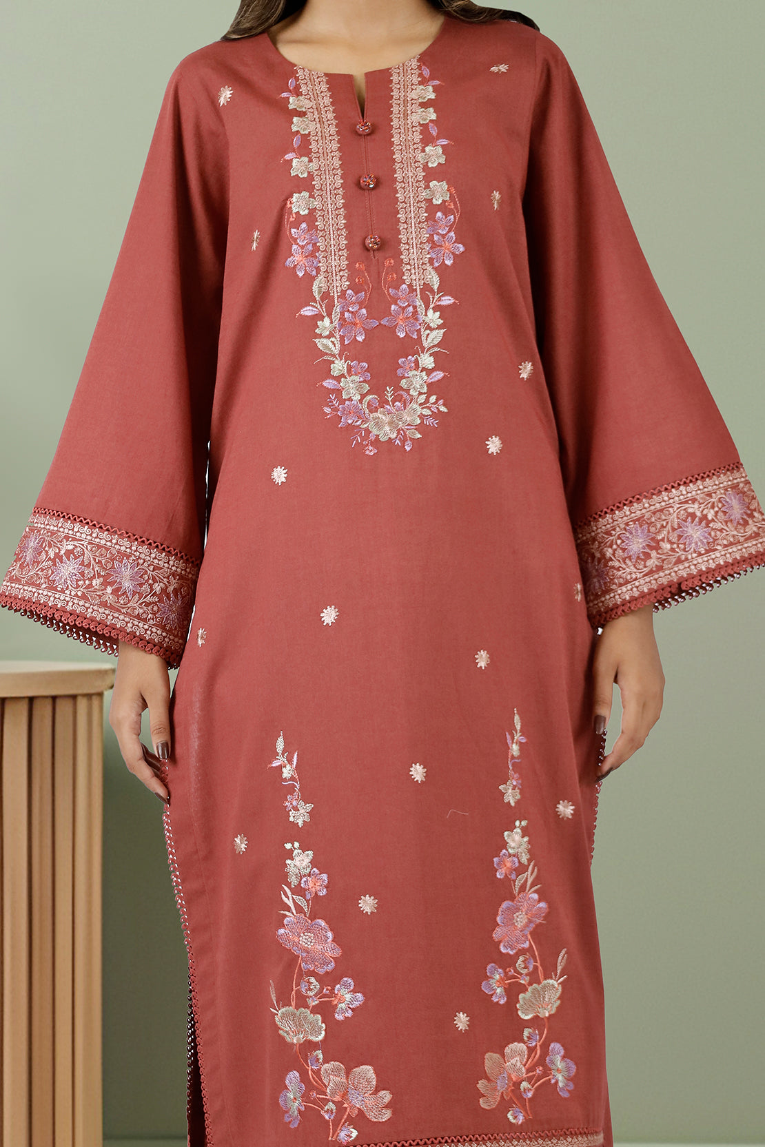 Unstitched Embroidered Cotton Khaddar 2 Piece (Shirt/Trouser)