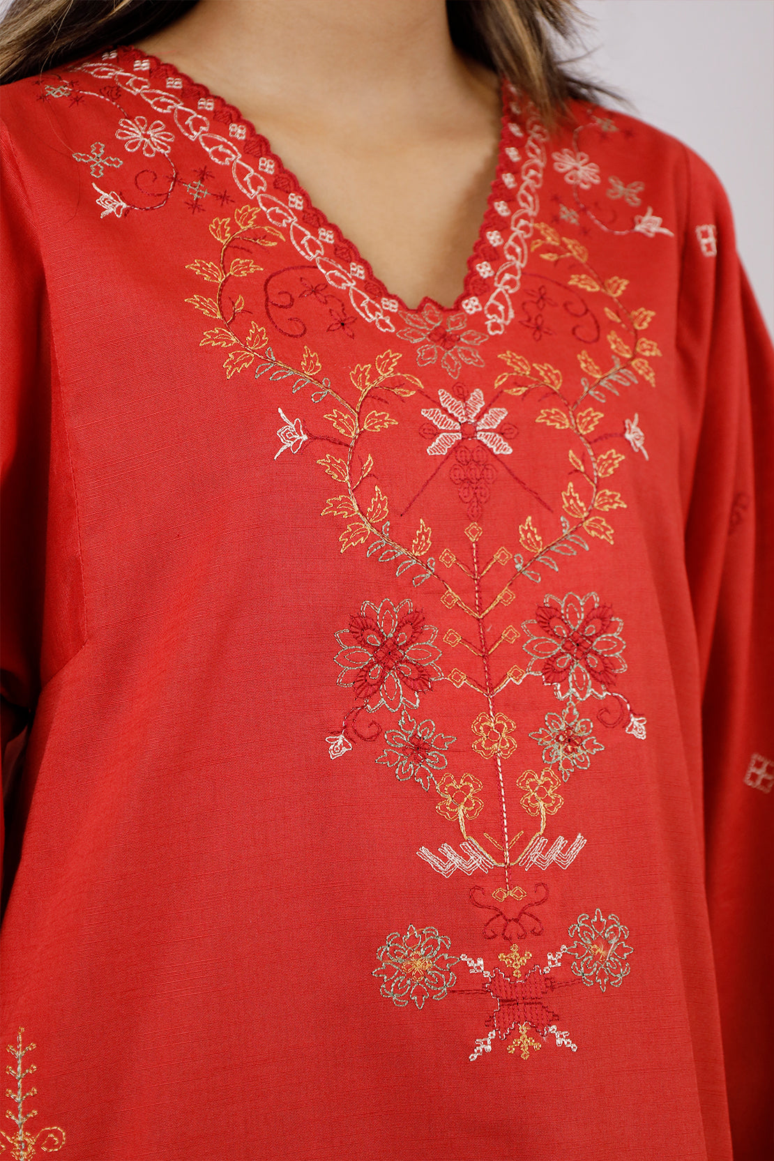 Unstitched Embroidered Cotton Khaddar 2 Piece (Shirt/Trouser)