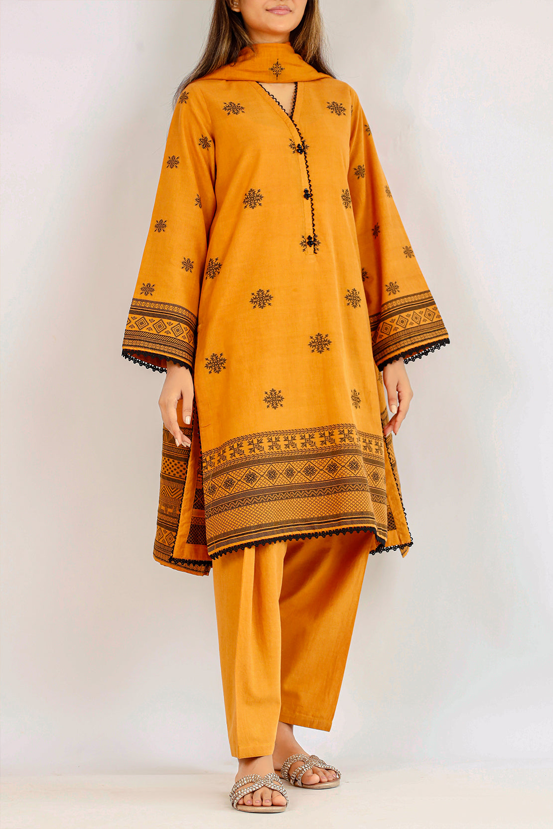 Unstitched Jacquard Cotton 3 Piece