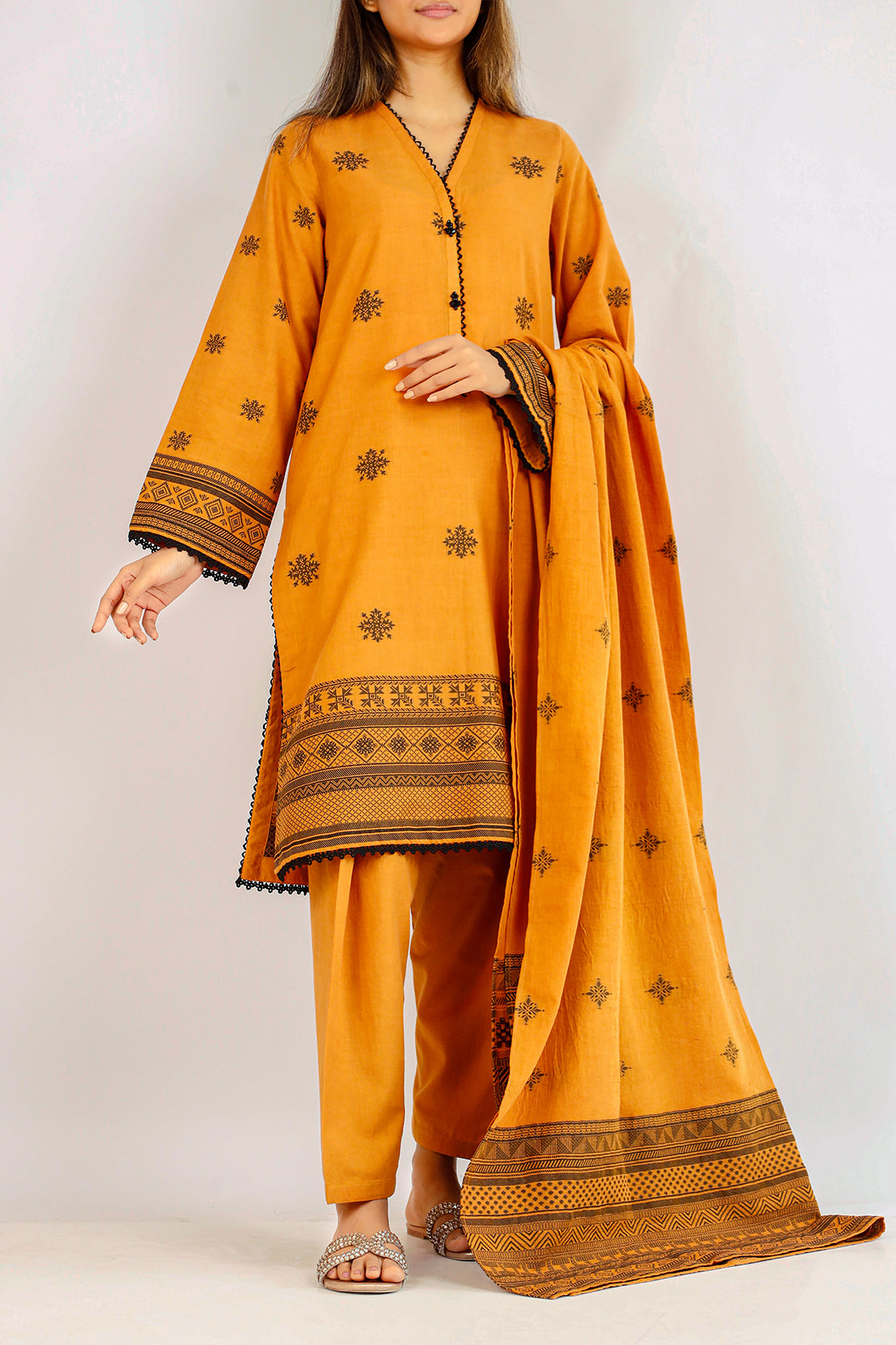 Unstitched Jacquard Cotton 3 Piece