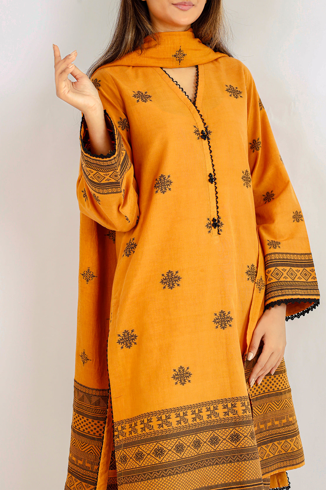 Unstitched Jacquard Cotton 3 Piece