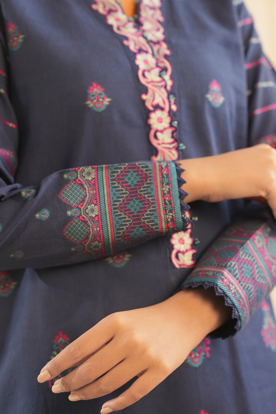 Unstitched Embroidered Jacquard Cotton 3 Piece