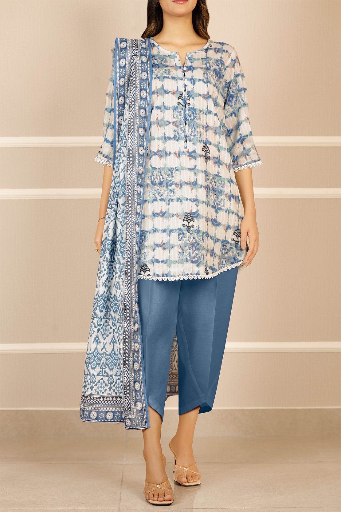Unstitched Printed Lawn 3 Piece