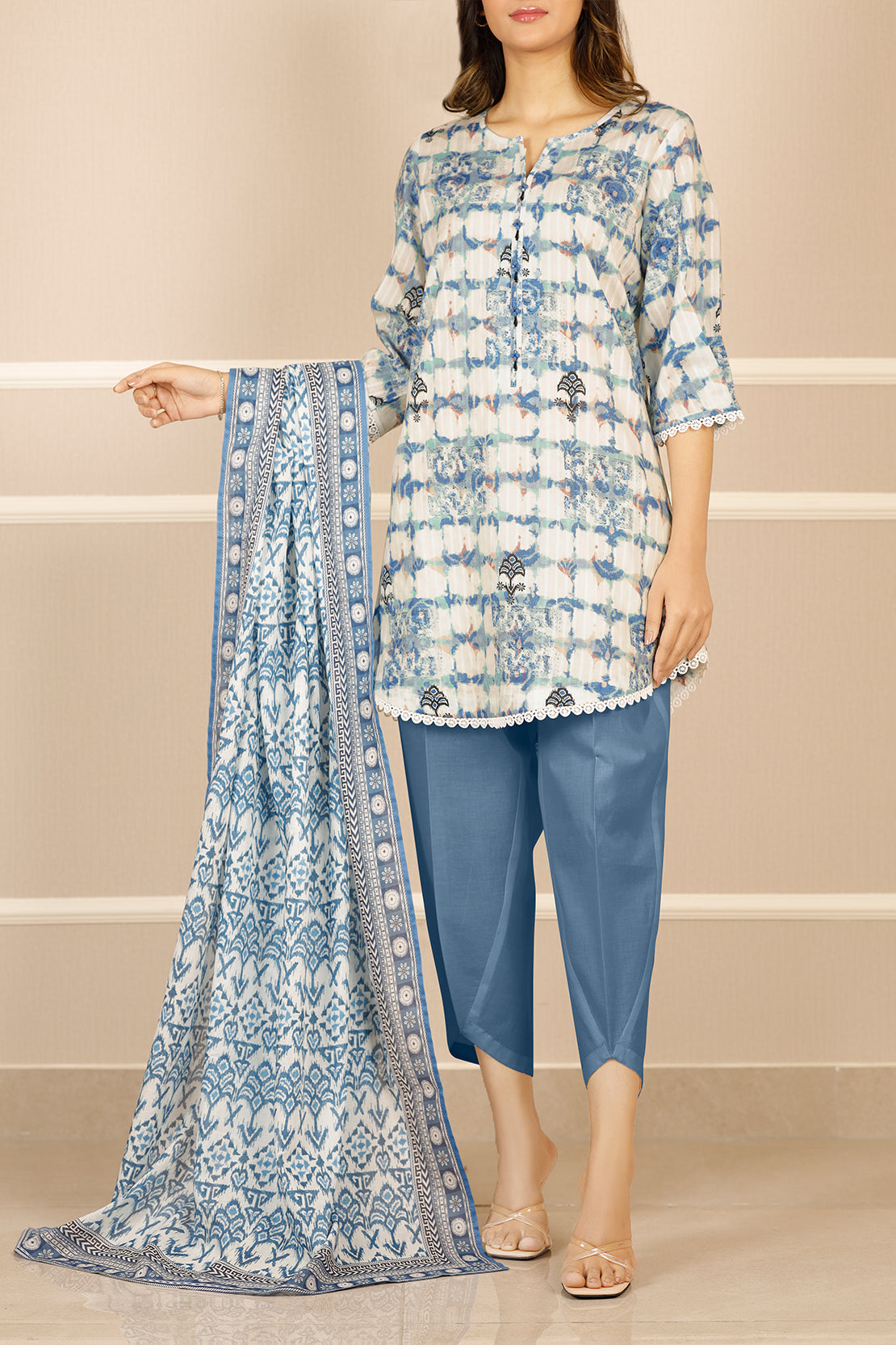 Unstitched Printed Lawn 3 Piece