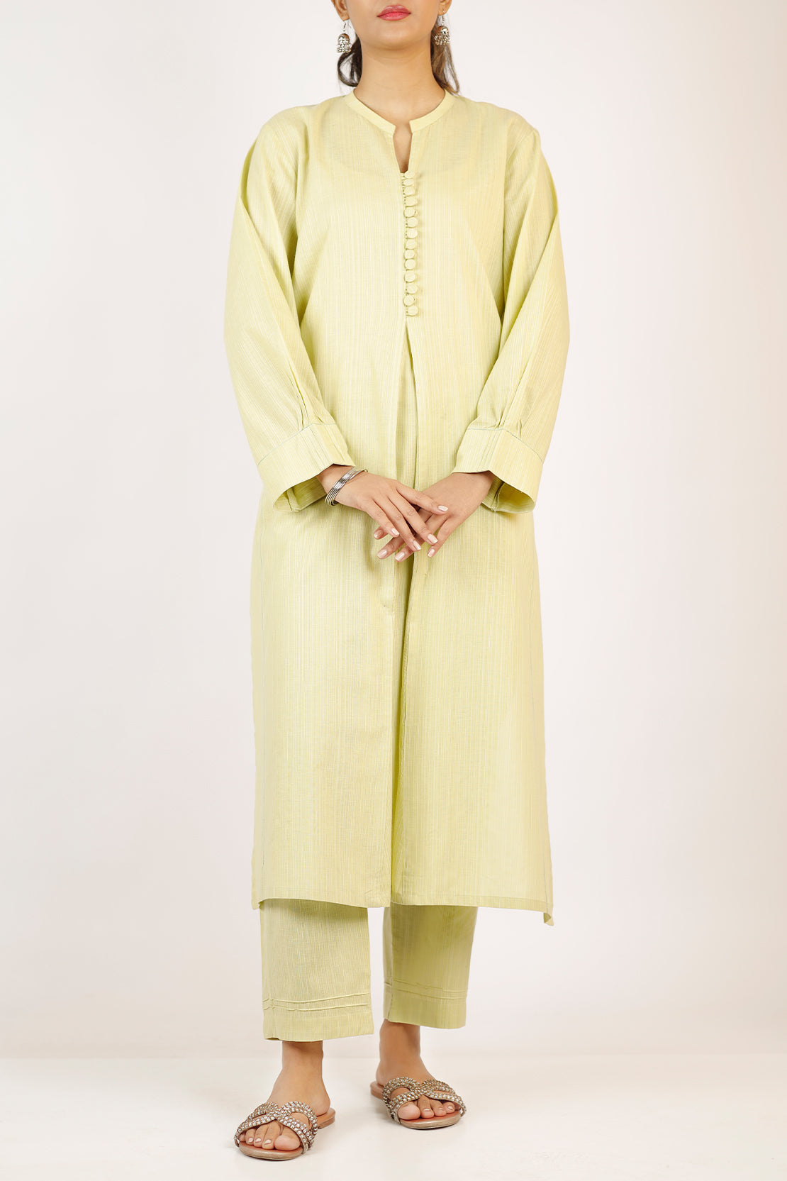 Solid Slub Viscose Stitched 2 Piece (Shirt/Trouser)