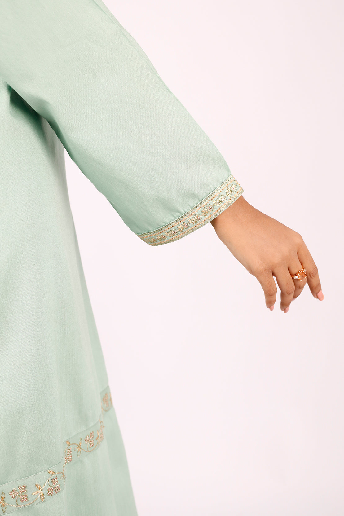 Solid Embroidered Cotton Stitched 2 Piece (Shirt/Trouser)