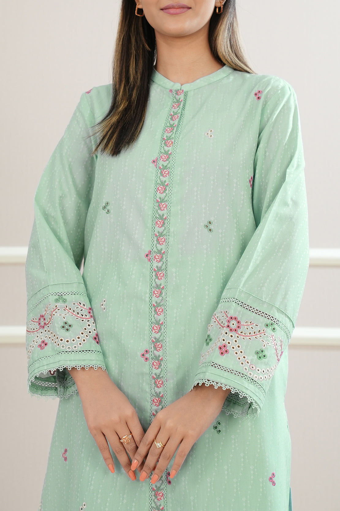 Cotton Jacquard Embroidered Stitched 2 Piece (Shirt/Trouser)