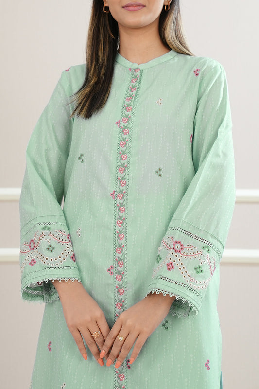 Cotton Jacquard Embroidered Stitched 2 Piece (Shirt/Trouser)