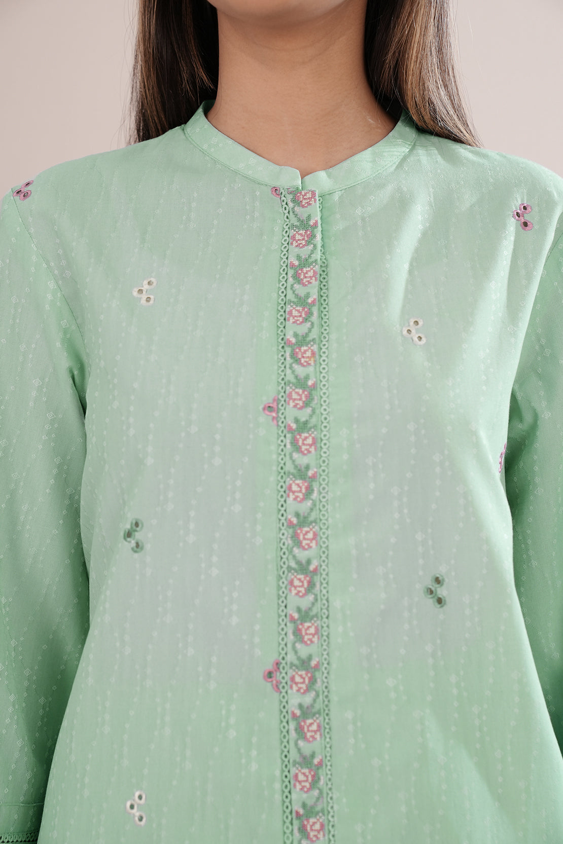 Cotton Jacquard Embroidered Stitched 2 Piece (Shirt/Trouser)