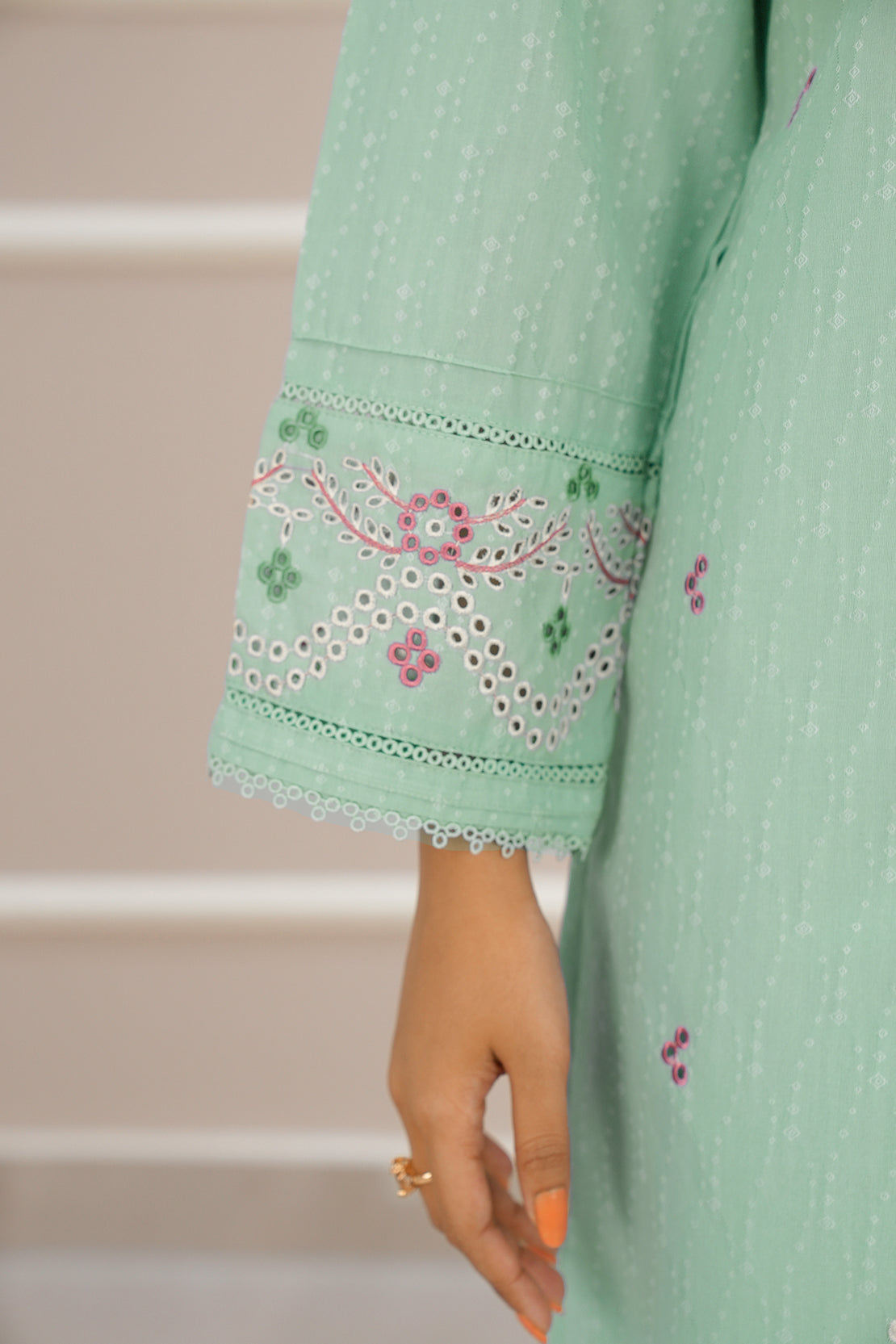 Cotton Jacquard Embroidered Stitched 2 Piece (Shirt/Trouser)