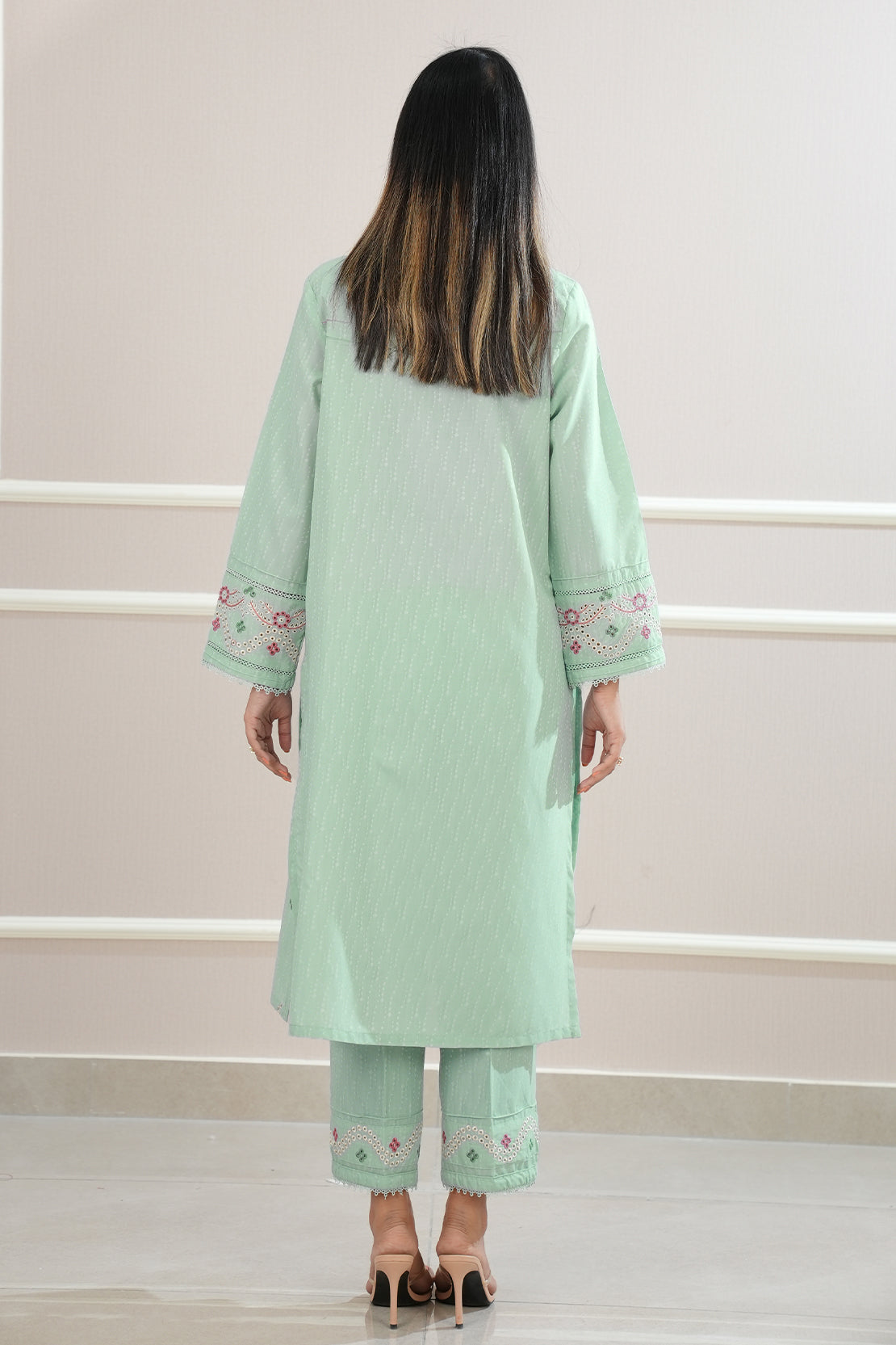 Cotton Jacquard Embroidered Stitched 2 Piece (Shirt/Trouser)