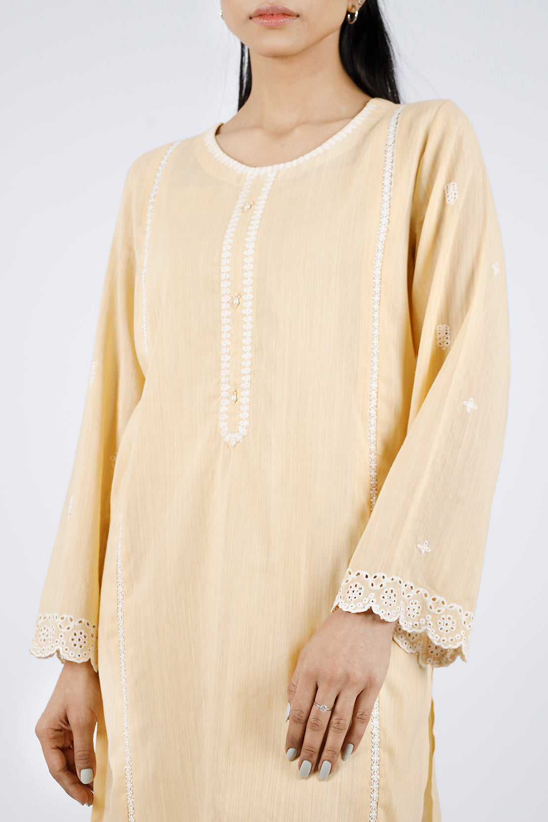 Solid Embroidered Zari Filament Stitched 2 Piece (Shirt/Trouser)