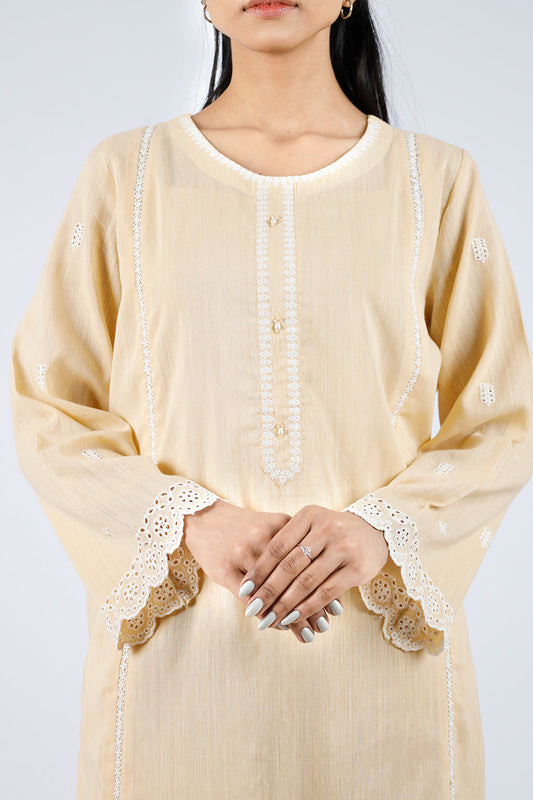 Solid Embroidered Zari Filament Stitched 2 Piece (Shirt/Trouser)