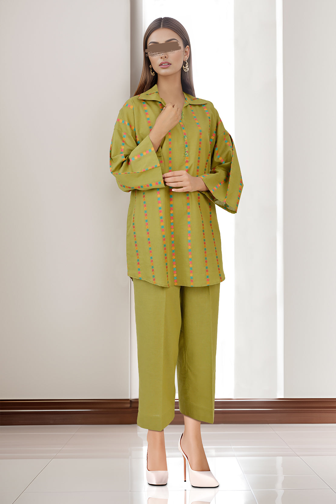 Cotton Jacquard Stitched 2 Piece (Shirt/Trouser)