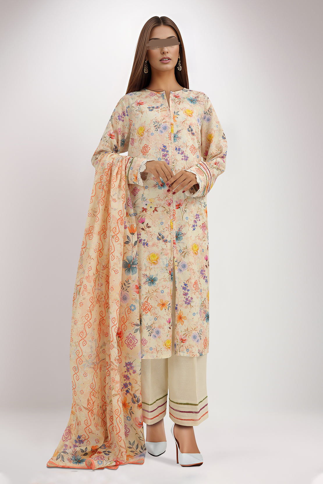 Cotton Jacquard Stitched 2 Piece (Shirt/Dupatta)