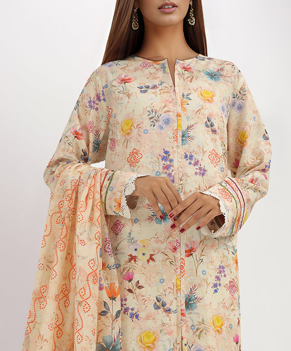 Cotton Jacquard Stitched 2 Piece (Shirt/Dupatta)