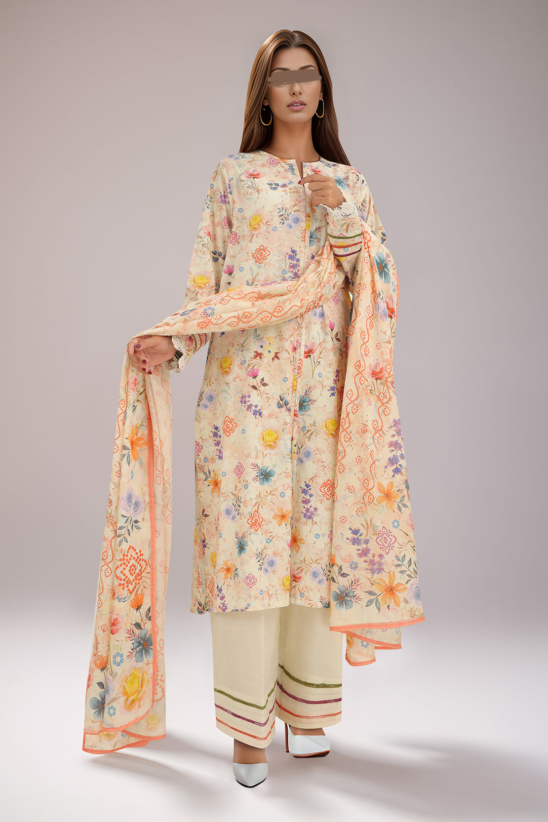 Cotton Jacquard Stitched 2 Piece (Shirt/Dupatta)