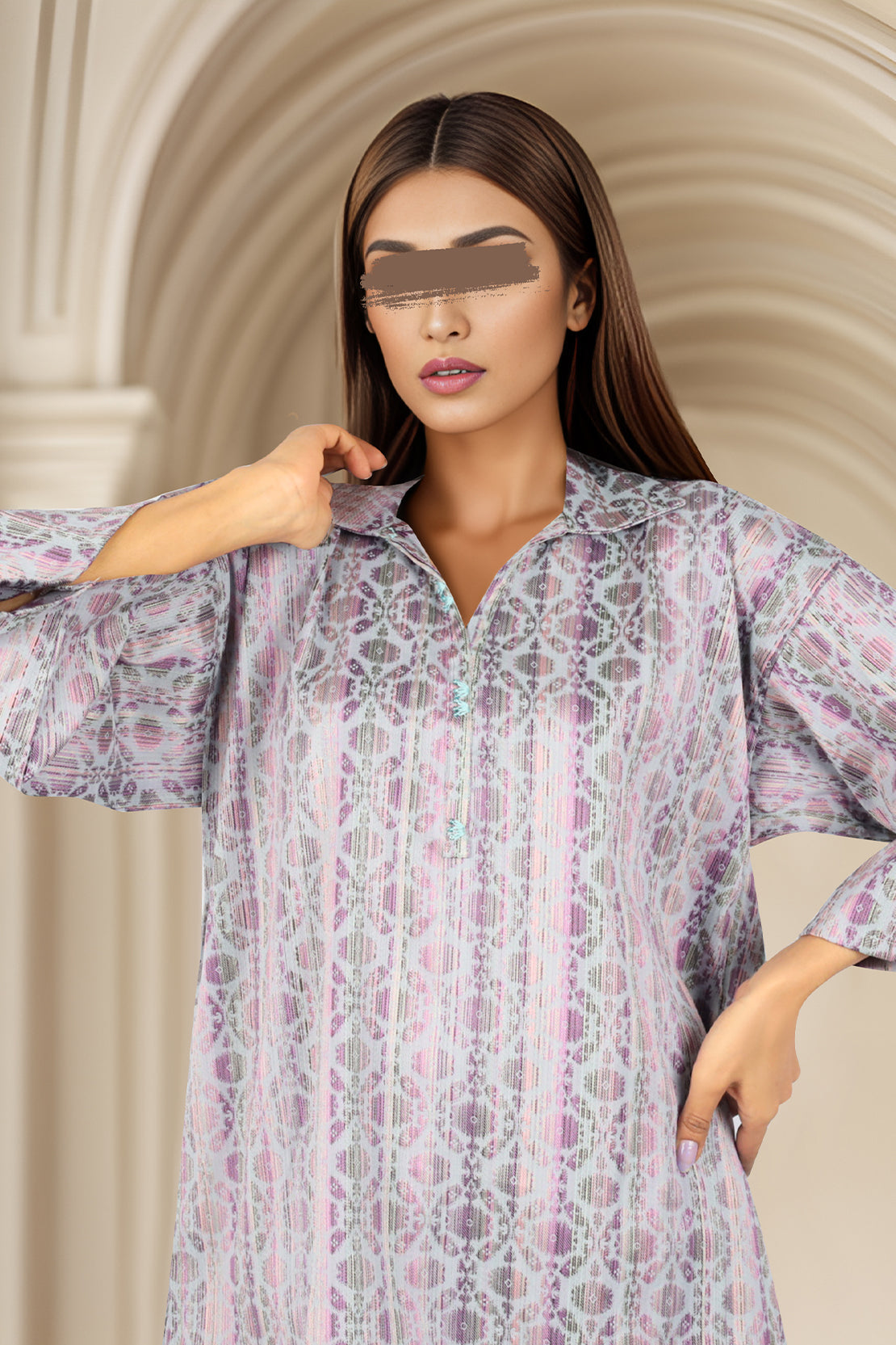 Jacquard Cotton Stitched Shirt