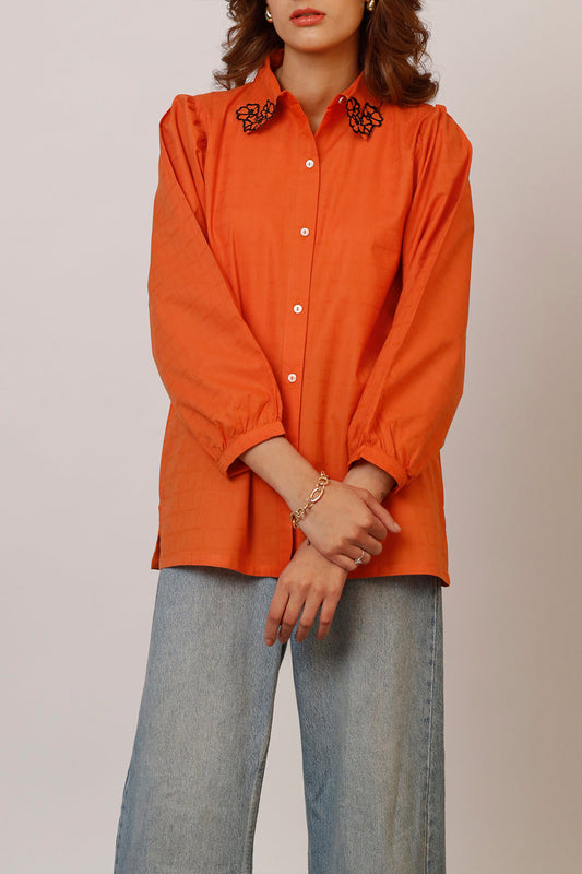 Embroidered Cotton Jacquard Stitched Fusion Tops