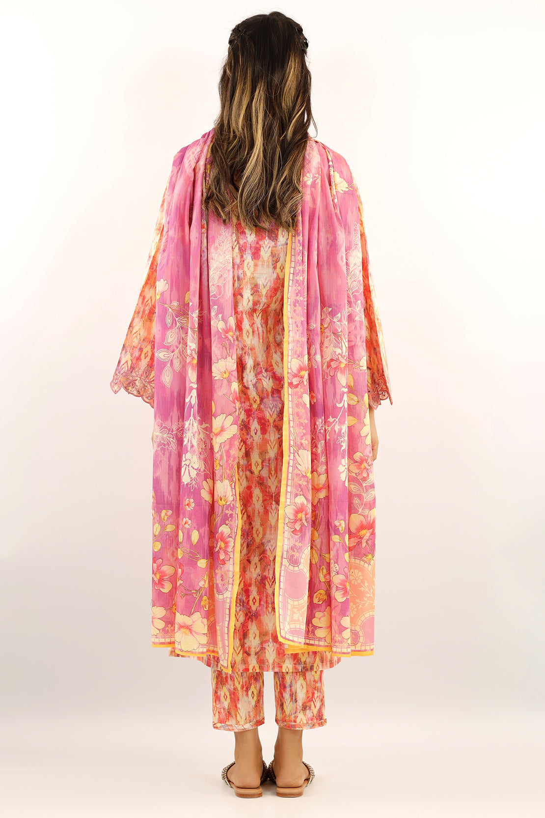 Printed Embroidered Cotton Jacquard Stitched 3 Piece