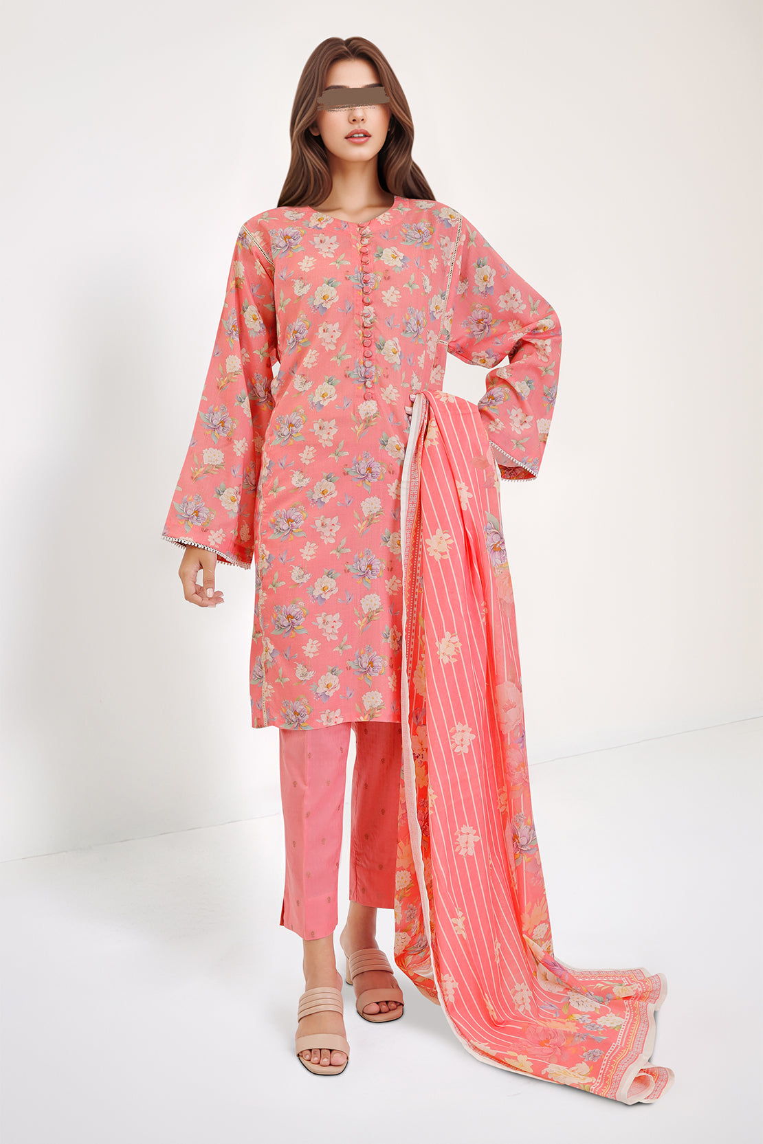 Cotton Jacquard Stitched 2 Piece (Shirt/Dupatta)