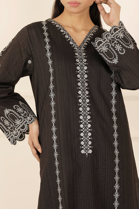 Solid Embroidered Zari Stript Stitched 2 Piece (Shirt/Trouser)