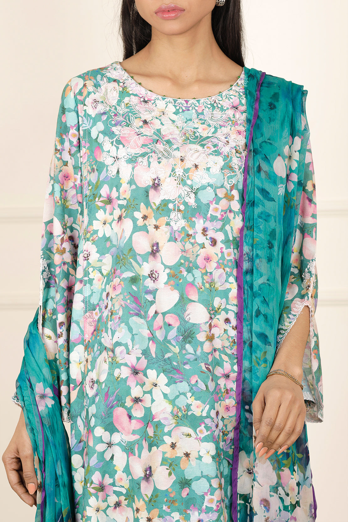 Embroidered Cotton Jacquard Stitched 3 Piece