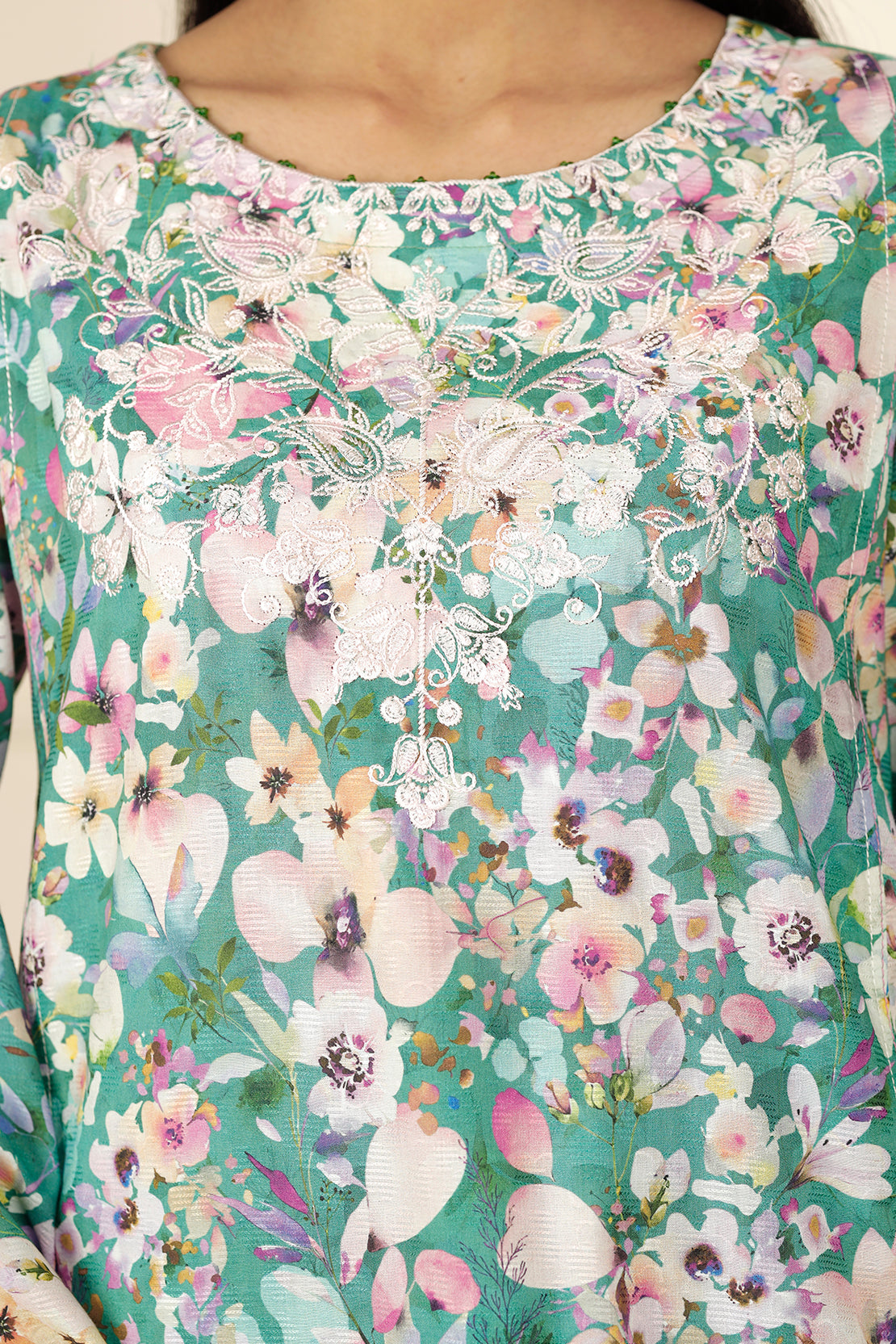 Embroidered Cotton Jacquard Stitched 3 Piece