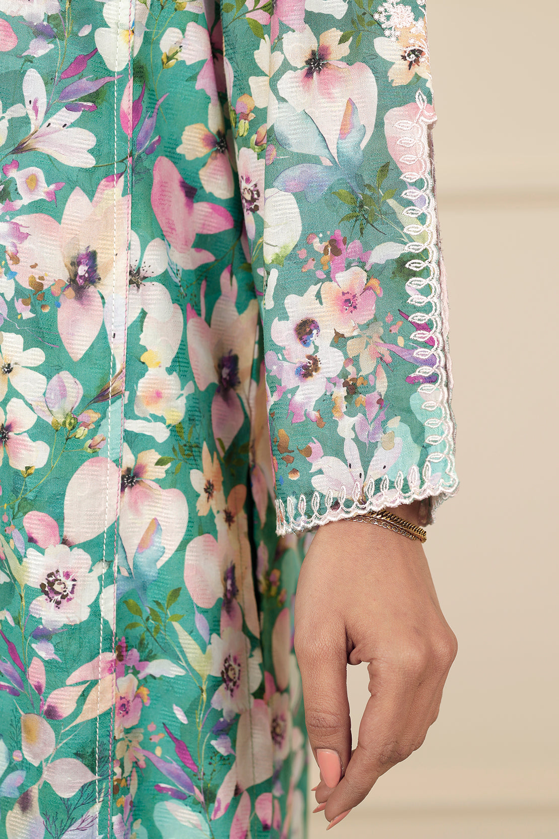 Embroidered Cotton Jacquard Stitched 3 Piece