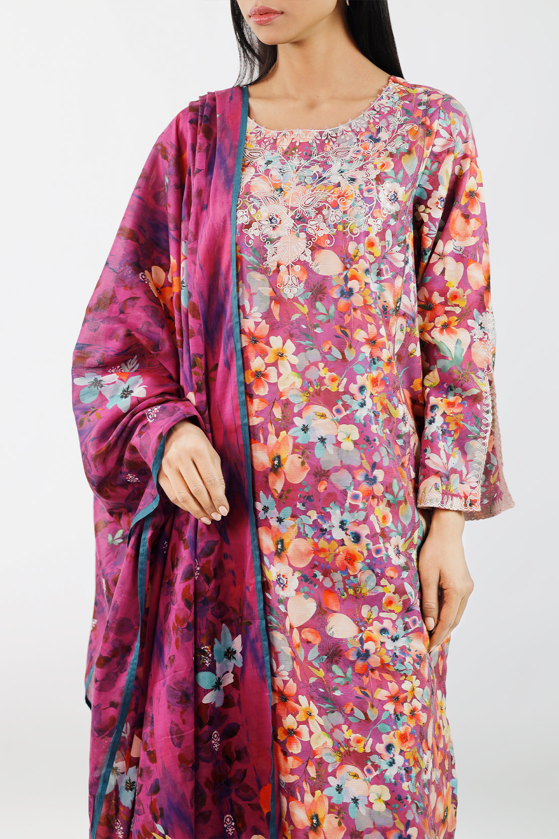 Embroidered Cotton Jacquard Stitched 3 Piece