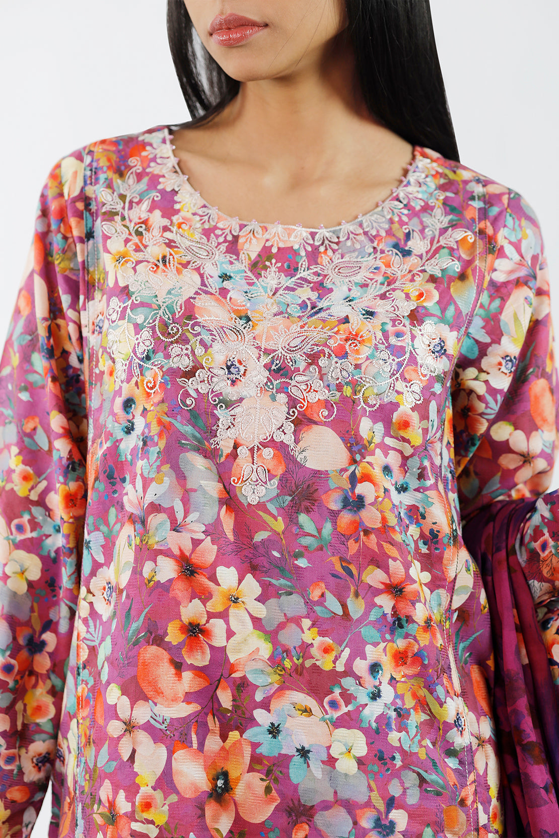 Embroidered Cotton Jacquard Stitched 3 Piece