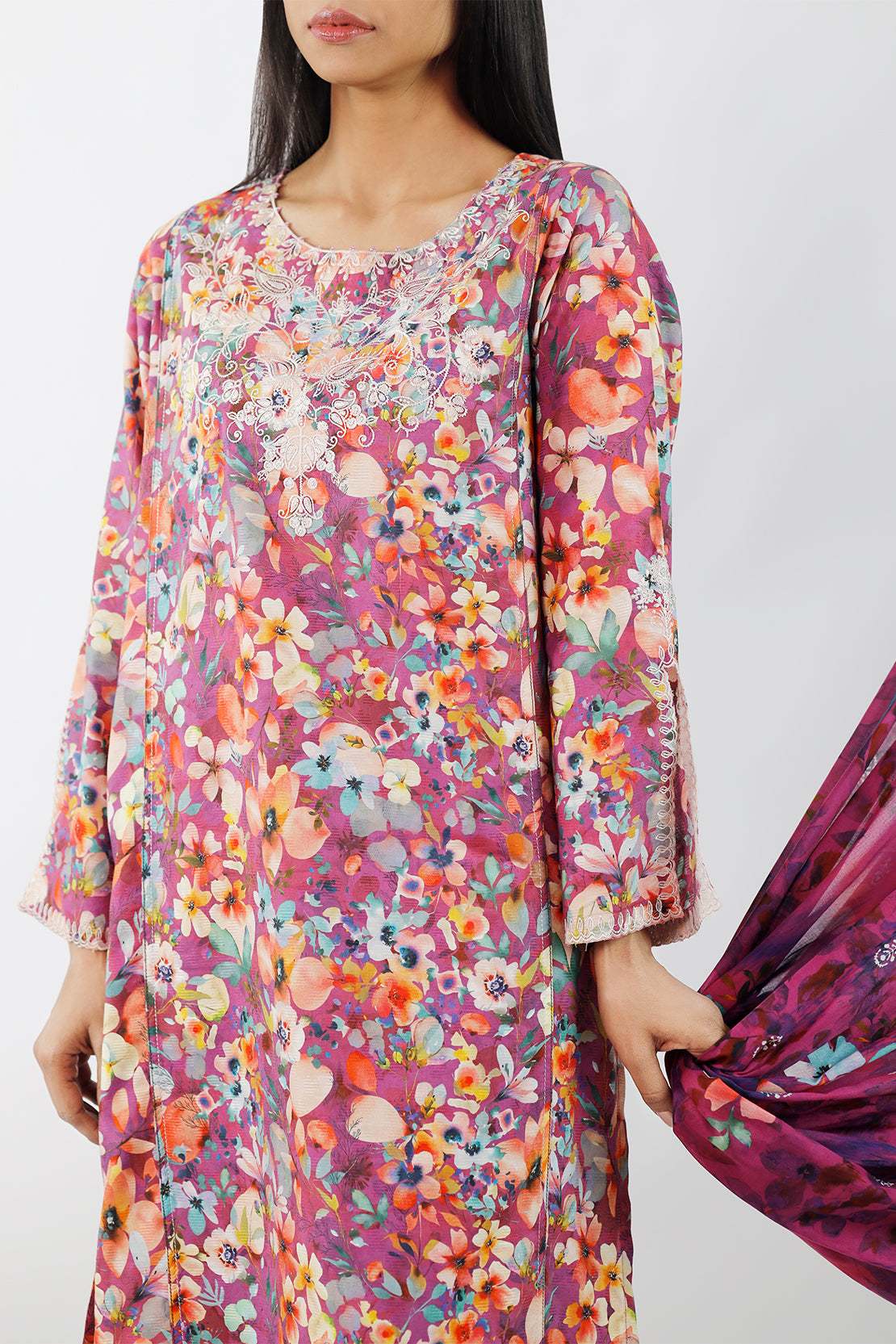 Embroidered Cotton Jacquard Stitched 3 Piece