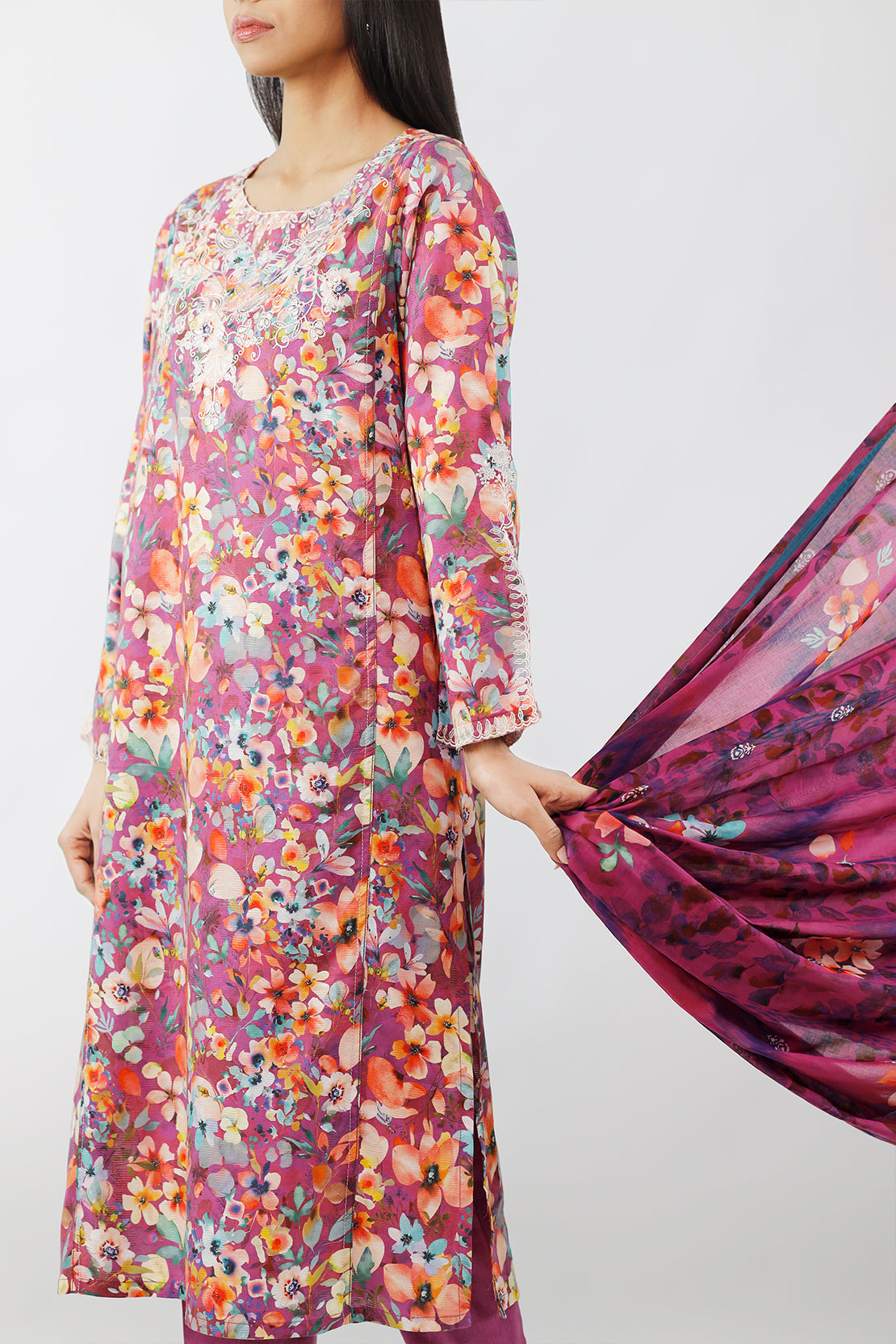 Embroidered Cotton Jacquard Stitched 3 Piece