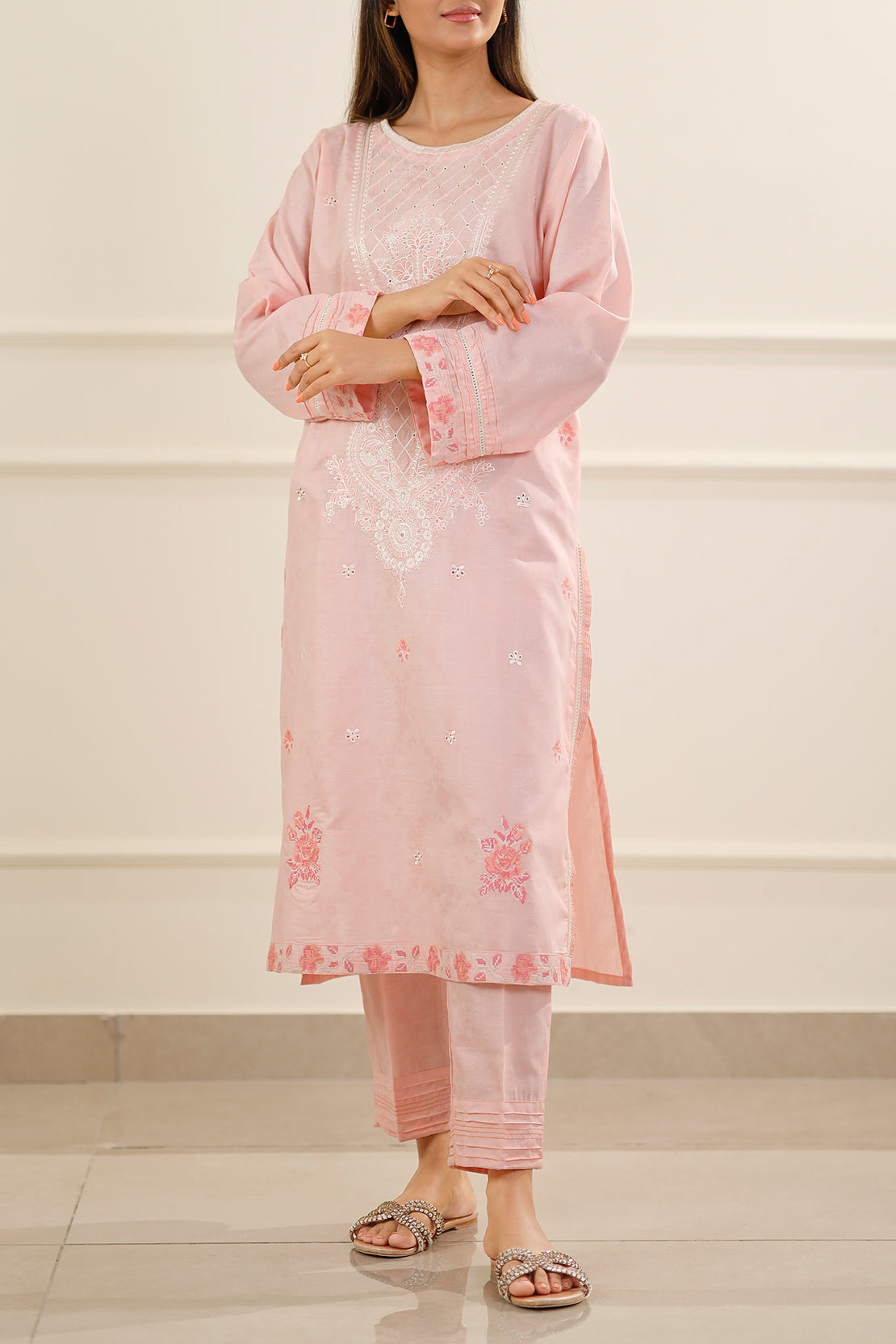Cotton Jacquard Embroidered Stitched 2 Piece (Shirt/Trouser)