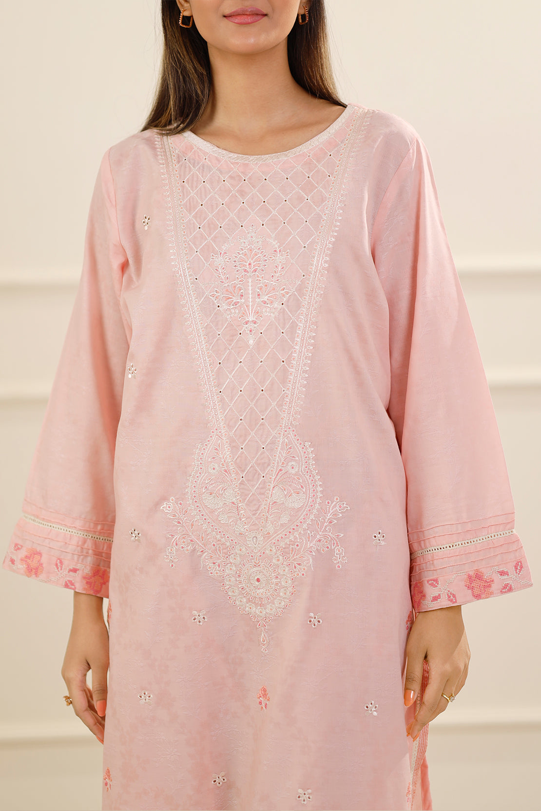 Cotton Jacquard Embroidered Stitched 2 Piece (Shirt/Trouser)